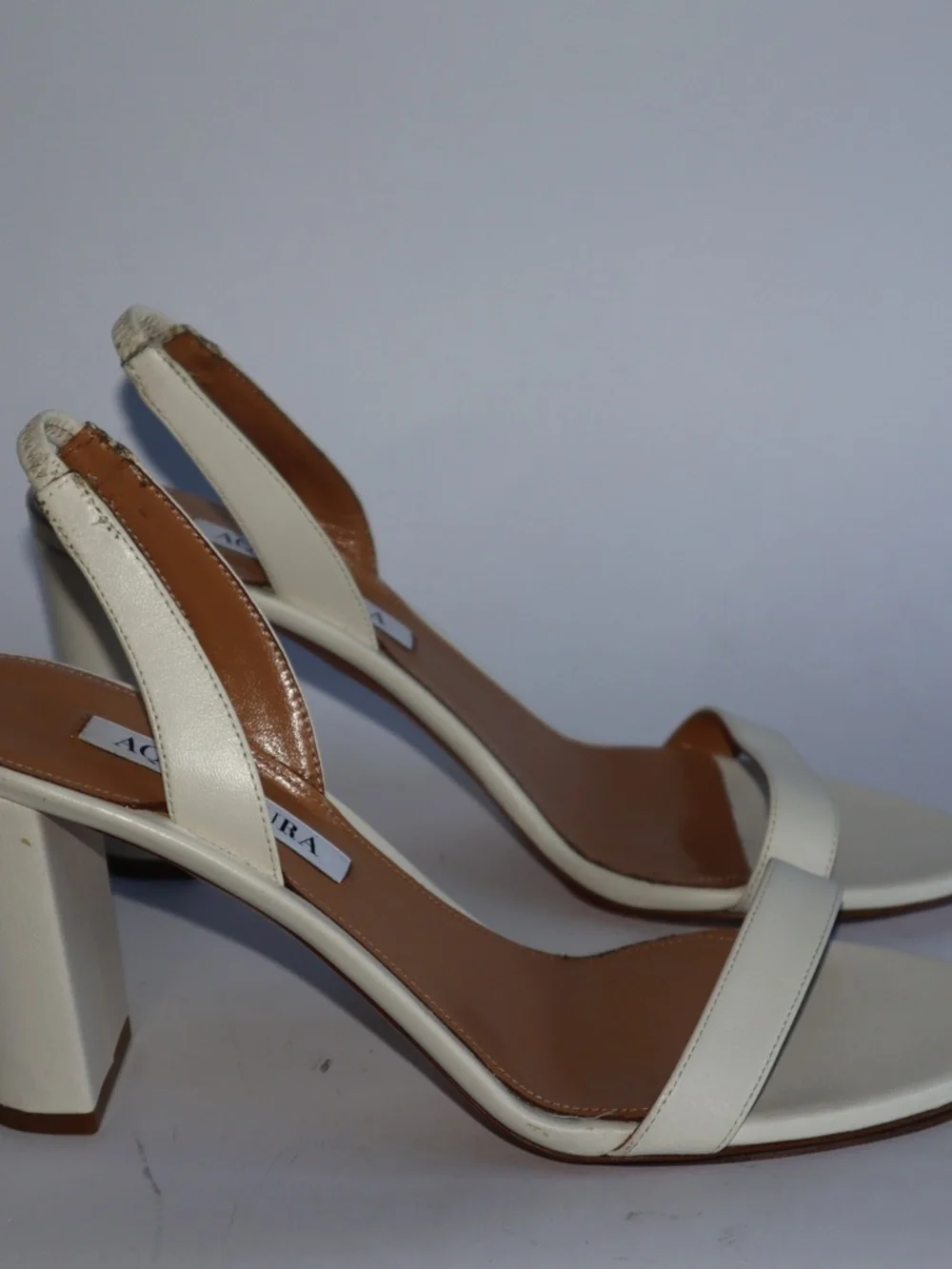 Aquazzura So Nude Block Sandal 85 White Women's 38.5